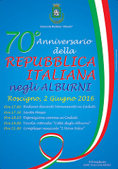 Roscigno: il 2 giugno la Comunità Montana “Alburni” celebra il 70° Anniversario della Repubblica Italiana