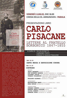 Padula: il 1° luglio presentazione del libro “Carlo Pisacane. Lettere al fratello borbonico 1847-1855”