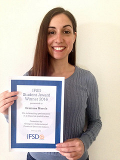 A Graziana Masola di Roscigno il prestigioso premio “IFSD Glasgow Student Awards”