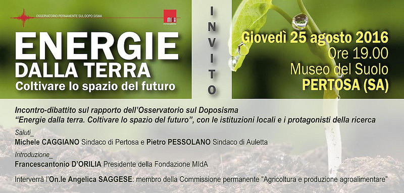 Pertosa: il 25 agosto incontro-dibattito della Fondazione MIda “Energie dalla terra”