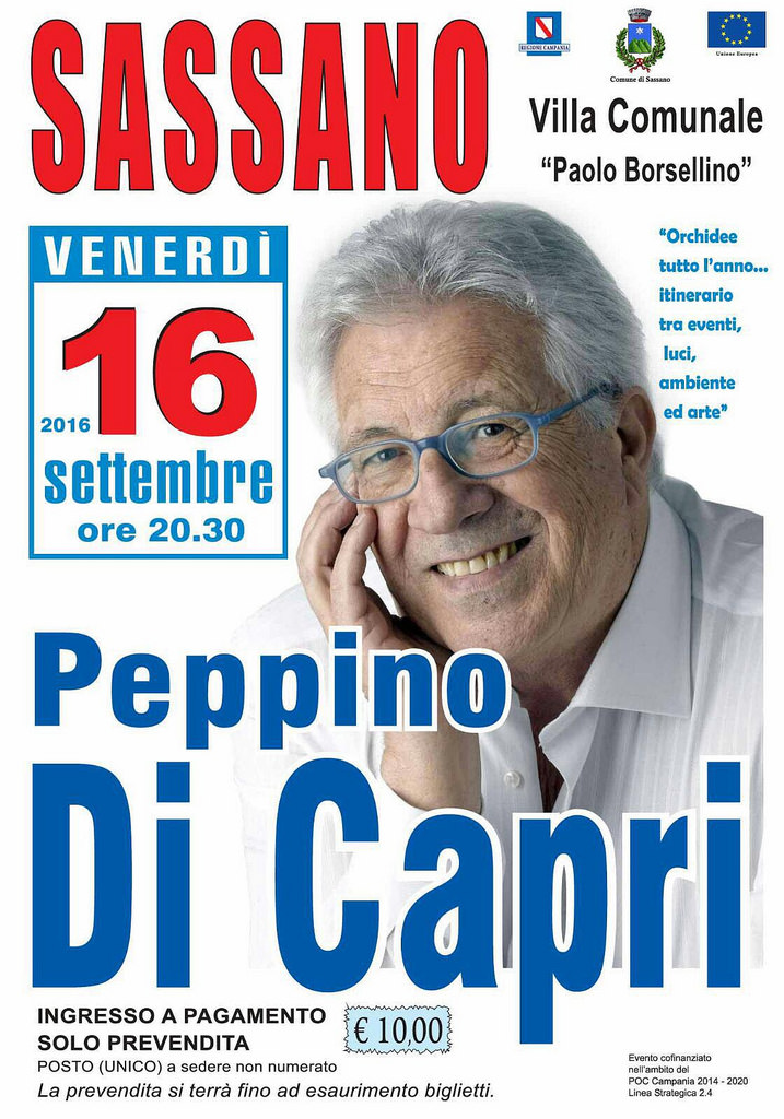 Sassano: questa sera il concerto di Peppino Di Capri nella Villa Comunale di Silla