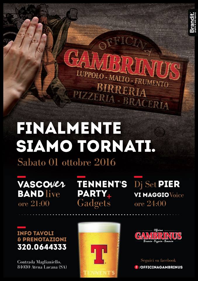 Atena Lucana: domani riapertura autunnale dell’Officina Gambrinus