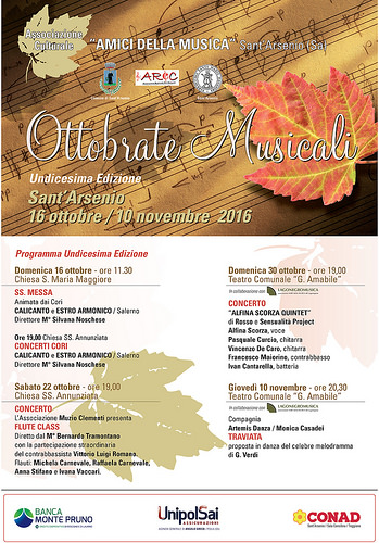 Sant’Arsenio: dal 16 ottobre al 10 novembre l’XI edizione di “Ottobrate Musicali”