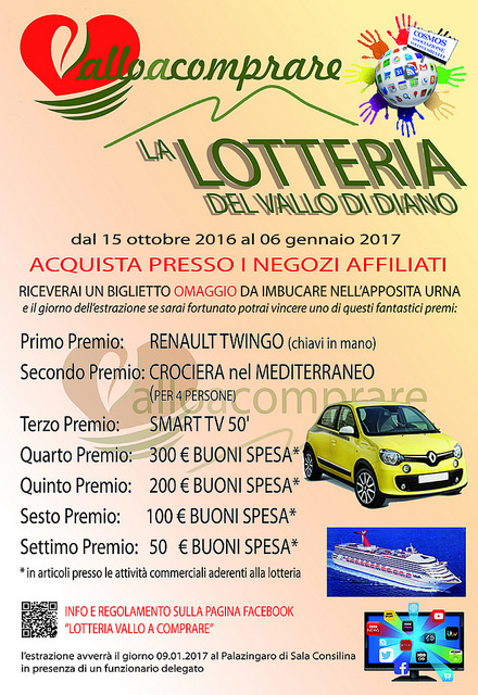 Dal 15 ottobre al via la lotteria “Vallo a comprare”. In palio una Renault Twingo