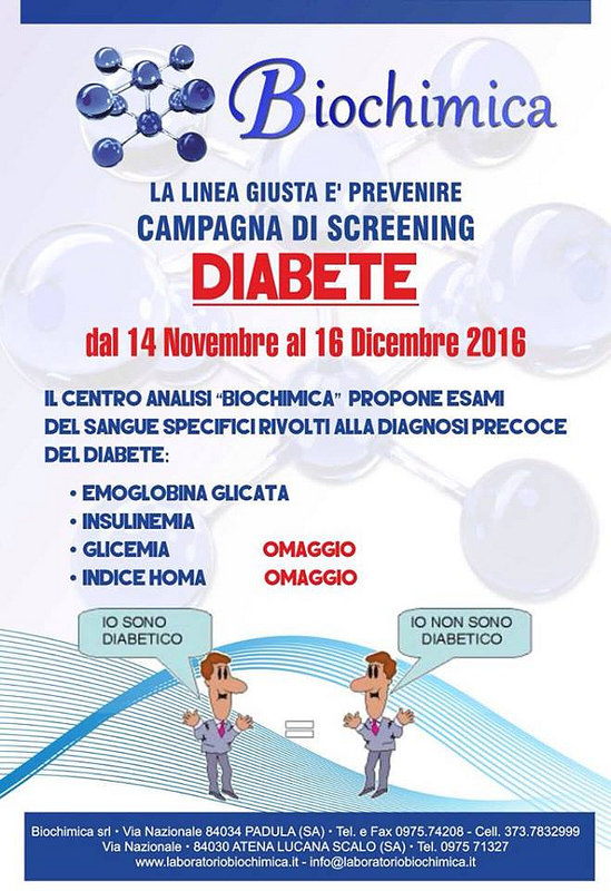 Al “Centro Analisi Biochimica” campagna di screening sul diabete