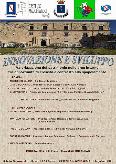 Teggiano: il 26 novembre si discute con i giovani di “Innovazione e Sviluppo”